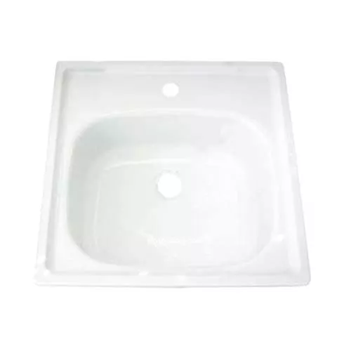 Мойка кухонная накладная 500х500х170 сталь белая эмалированная без ...