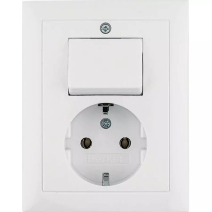 Розетка штепсельная SCHUKO 16A 250V с универсальным выключателем белая ...